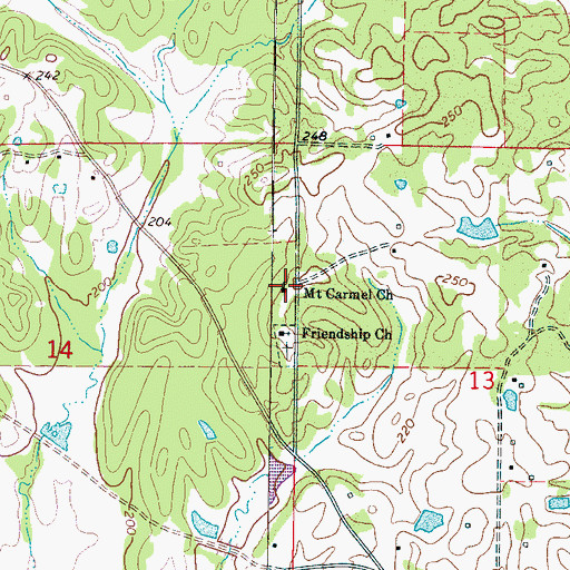 Topographic Map of Mount Carmel Church, MS