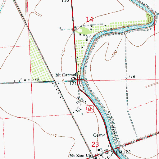 Topographic Map of Mount Carmel Church, MS