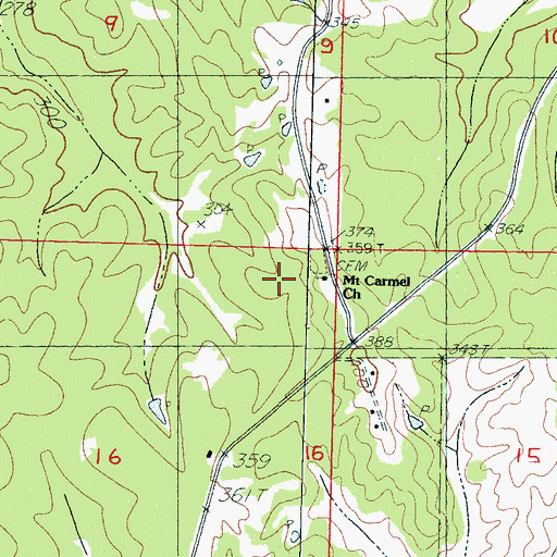 Topographic Map of Mount Carmel Church, MS