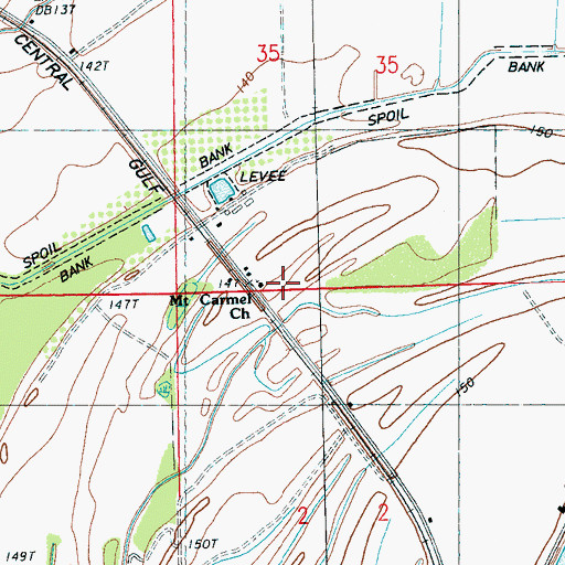 Topographic Map of Mount Carmel Church, MS