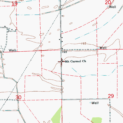 Topographic Map of Mount Carmel Church, MS