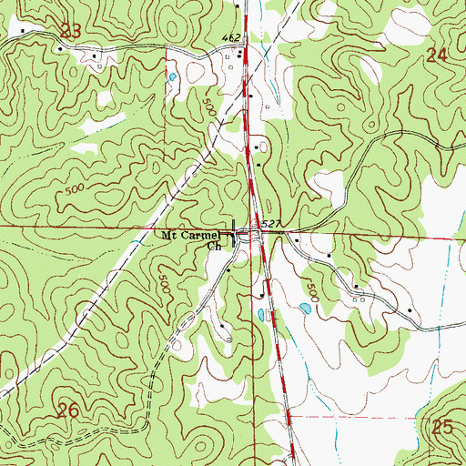 Topographic Map of Mount Carmel Church, MS