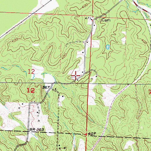 Topographic Map of Piney Grove School (historical), AR