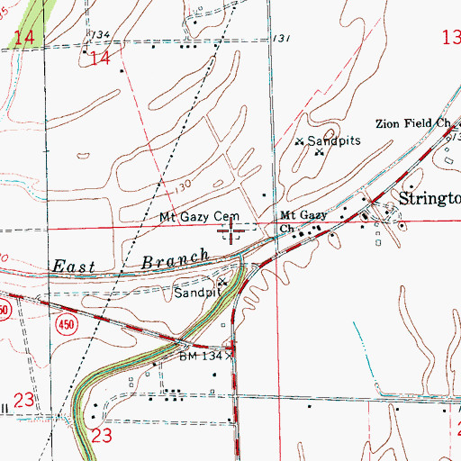 Topographic Map of Mount Cazy Cemetery, MS