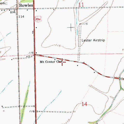 Topographic Map of Mount Center Church, MS