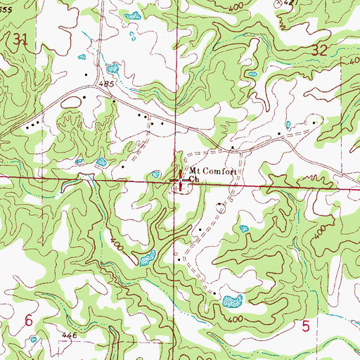 Topographic Map of Mount Comfort Christian Methodist Episcopal Church, MS