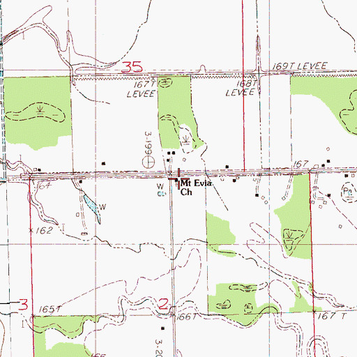 Topographic Map of Mount Evia Church, MS