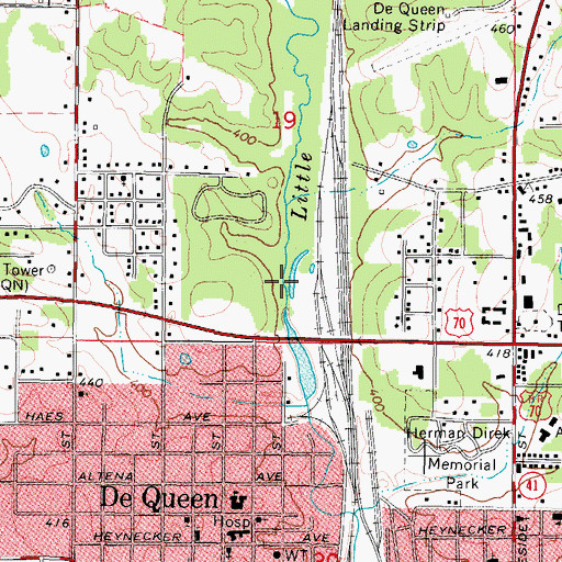 Topographic Map of Bear Creek Junction, AR