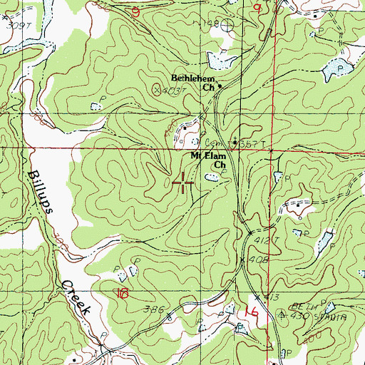 Topographic Map of Mount Elam Cemetery, MS