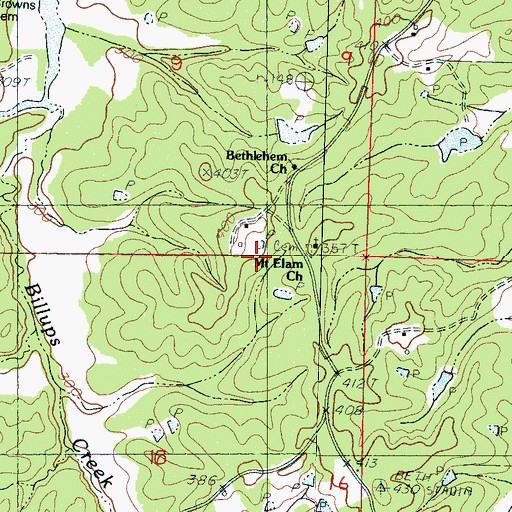 Topographic Map of Mount Elam Church, MS