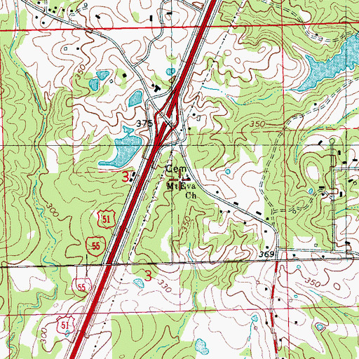 Topographic Map of Mount Eva Missionary Baptist Church, MS