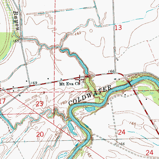 Topographic Map of Mount Eva Church, MS