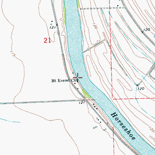 Topographic Map of Mount Everet Church, MS