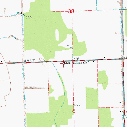 Topographic Map of Mount Galilee Church, MS