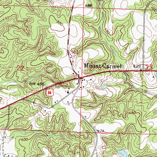 Topographic Map of Mount Carmel, MS