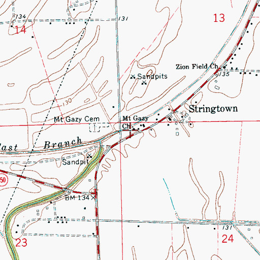 Topographic Map of Mount Gazy Church, MS