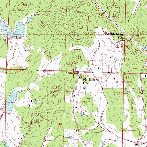 Topographic Map of Mount Gilead Cemetery, MS