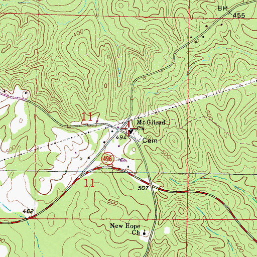 Topographic Map of Mount Gilead Church, MS