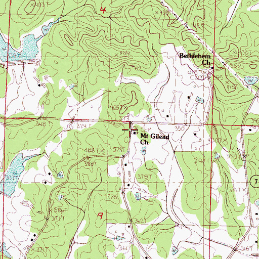 Topographic Map of Mount Gilead Church, MS