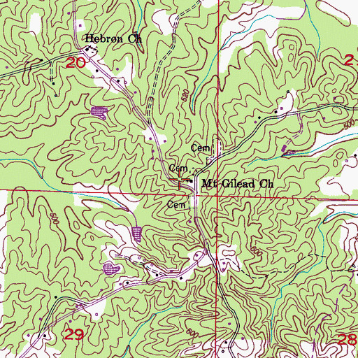Topographic Map of Mount Gilead Church, MS