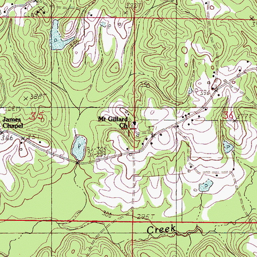 Topographic Map of Mount Gillard Church, MS