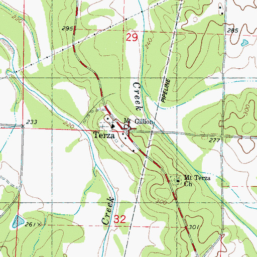 Topographic Map of Mount Gillian Cemetery, MS