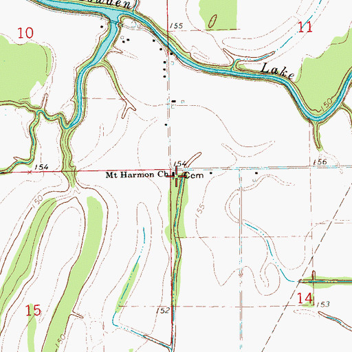 Topographic Map of Mount Harmon Church, MS