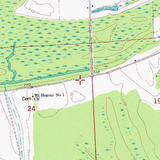 Topographic Map of Mount Heaver I Church, MS
