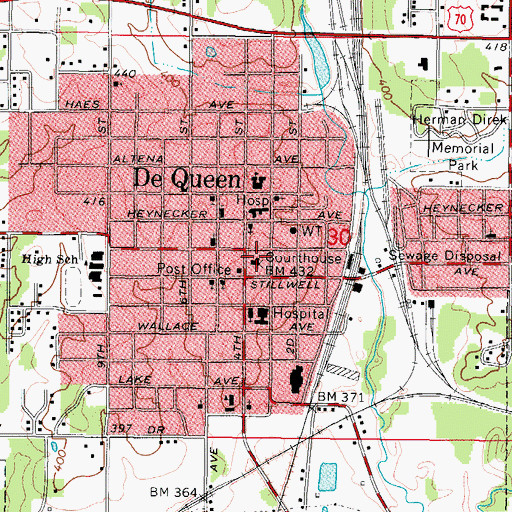 Topographic Map of Sevier County Courthouse, AR