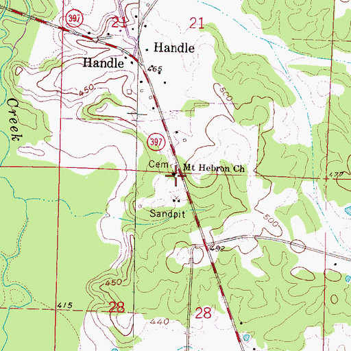 Topographic Map of Mount Hebron Church, MS
