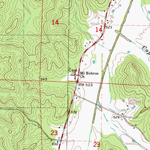 Topographic Map of Mount Hebron Church, MS