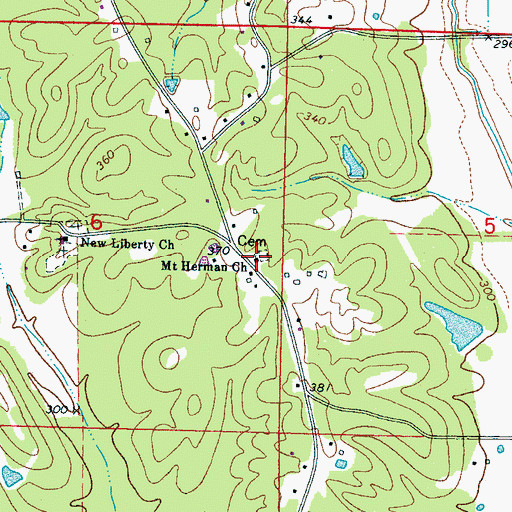 Topographic Map of Mount Herman Church, MS