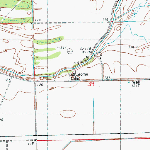 Topographic Map of Mount Home Cemetery, MS