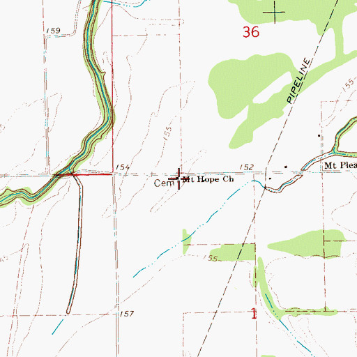 Topographic Map of Mount Hope Church, MS