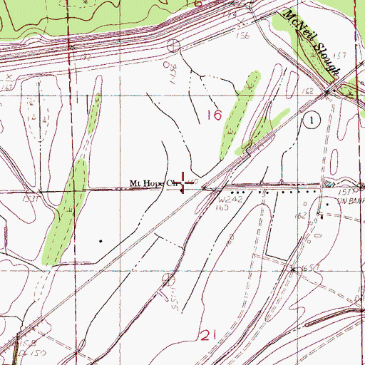 Topographic Map of Mount Hope Church, MS