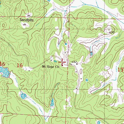 Topographic Map of Mount Hope Church, MS
