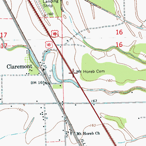 Topographic Map of Mount Horeb Cemetery, MS
