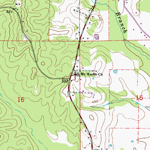 Topographic Map of Mount Horeb Church, MS