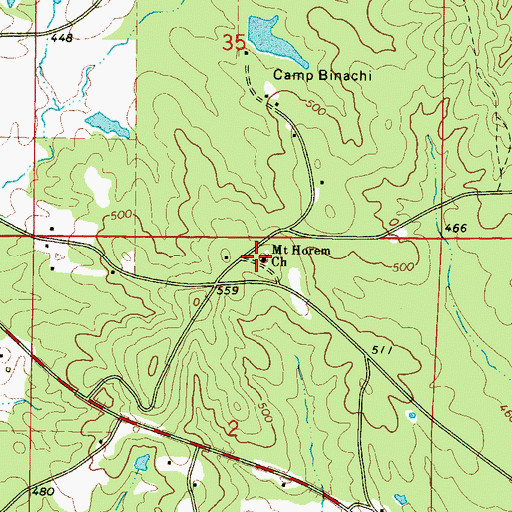 Topographic Map of Mount Horem Church, MS