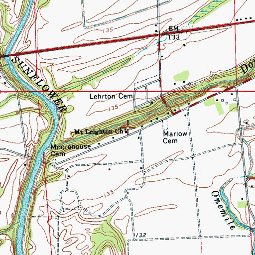 Topographic Map of Mount Leighton Church, MS