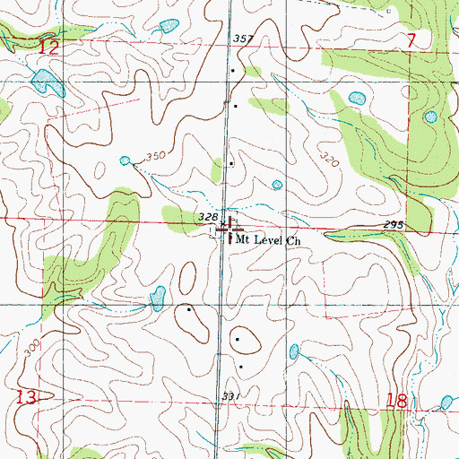 Topographic Map of Mount Level Cemetery, MS