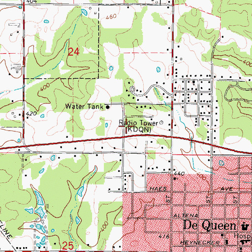Topographic Map of De Queen Manor Nursing Home, AR