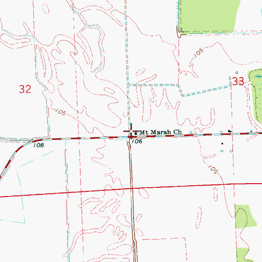 Topographic Map of Mount Marah Church, MS