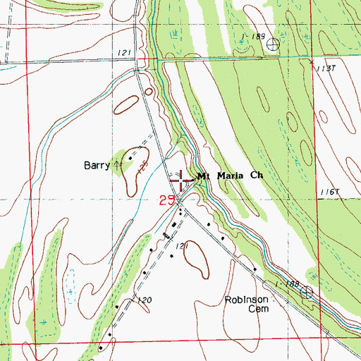 Topographic Map of Mount Maria Church, MS