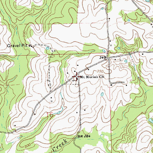 Topographic Map of Mount Moriah Baptist Church, MS