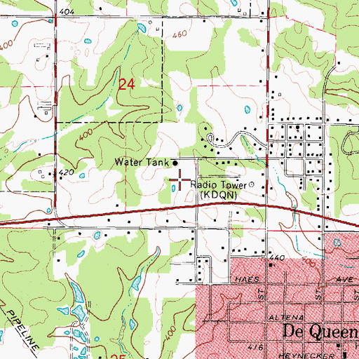 Topographic Map of De Queen Regional Medical Center, AR