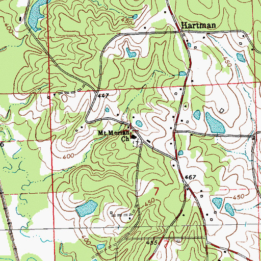 Topographic Map of Mount Moriah Church, MS