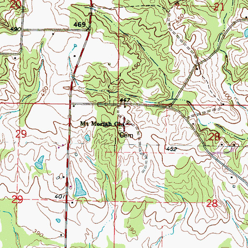Topographic Map of Mount Moriah Church, MS