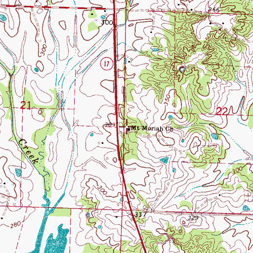 Topographic Map of Mount Moriah Church, MS