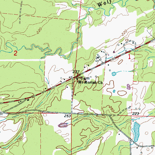 Topographic Map of Mount Moriah Church, MS